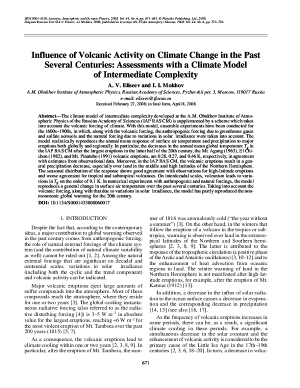 (PDF) Influence of volcanic activity on climate change in the past ...