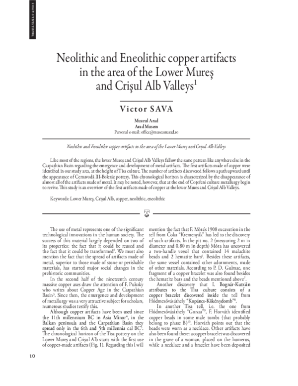 (PDF) Neolithic and Eneolithic copper artifacts in the area of the ...