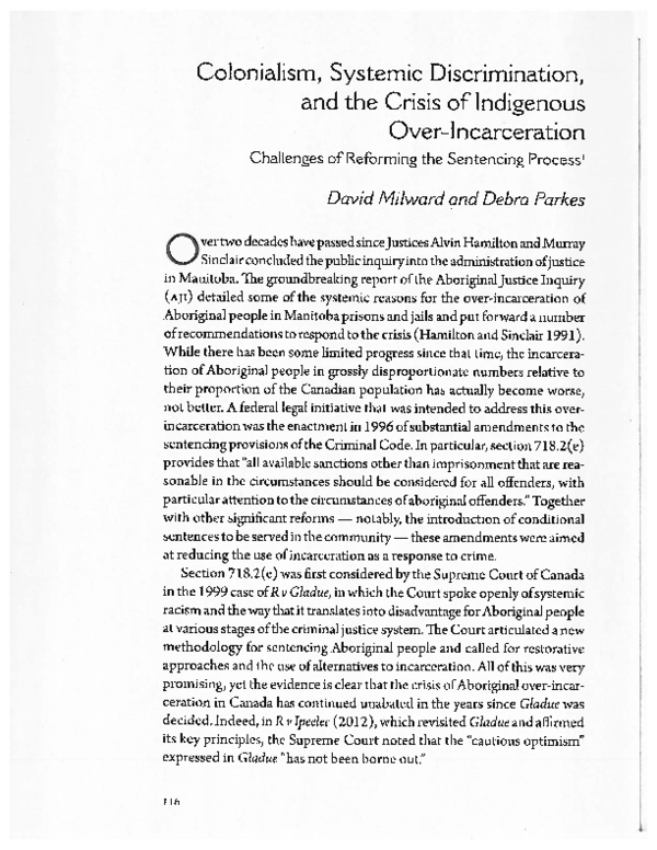 Colonialism, Systemic Discrimination and the Crisis of Indigenous Over ...