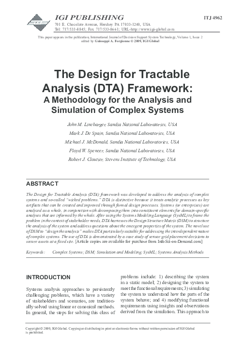 (PDF) The Design for Tractable Analysis (DTA) Framework: A Methodology ...