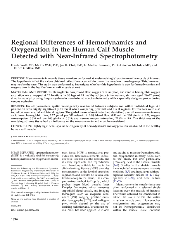 (PDF) Regional Differences of Hemodynamics and Oxygenation in the Human ...