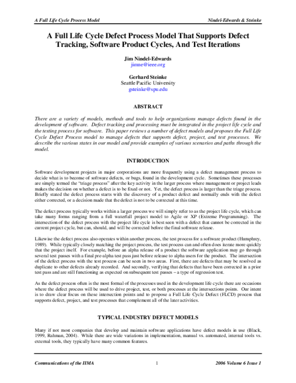 (PDF) A Full Life Cycle Defect Process Model That Supports Defect ...