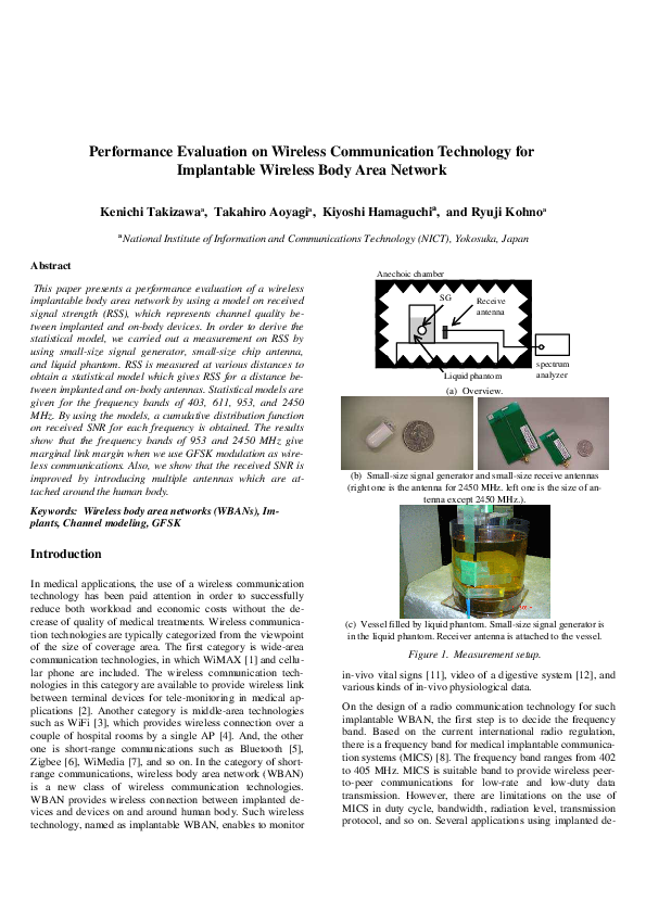 (PDF) Performance Evaluation on Wireless Communication Technology for ...