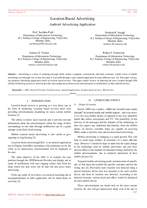 (PDF) Location Based Advertising - Android Advertising Application