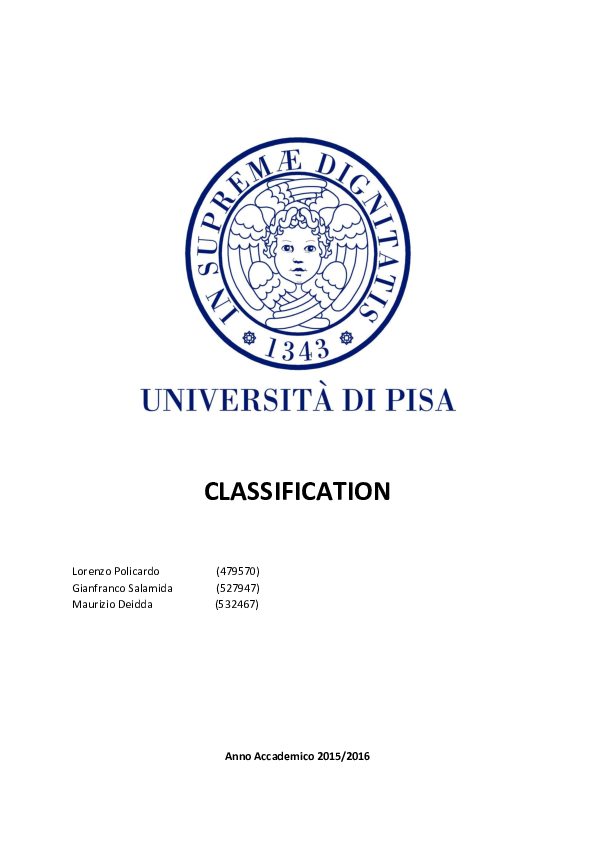 (PDF) Project Data Mining Step 4: Classification