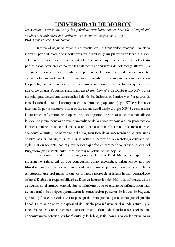 La relación entre la muerte y las prácticas asociadas con la brujería el papel del cadáver y la influencia del Diablo en el cementerio (siglos XV-XVIII).