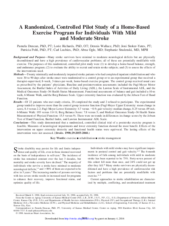 (PDF) A Randomized Controlled Pilot Study of Home-Based Step Training ...