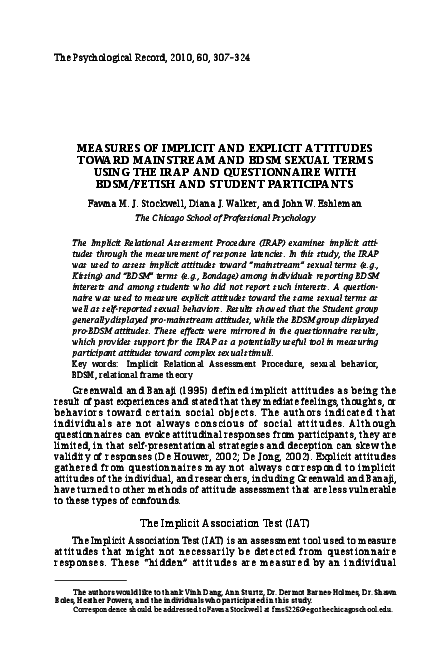 (PDF) Measures of Implicit and Explicit Attitudes Toward Mainstream and ...