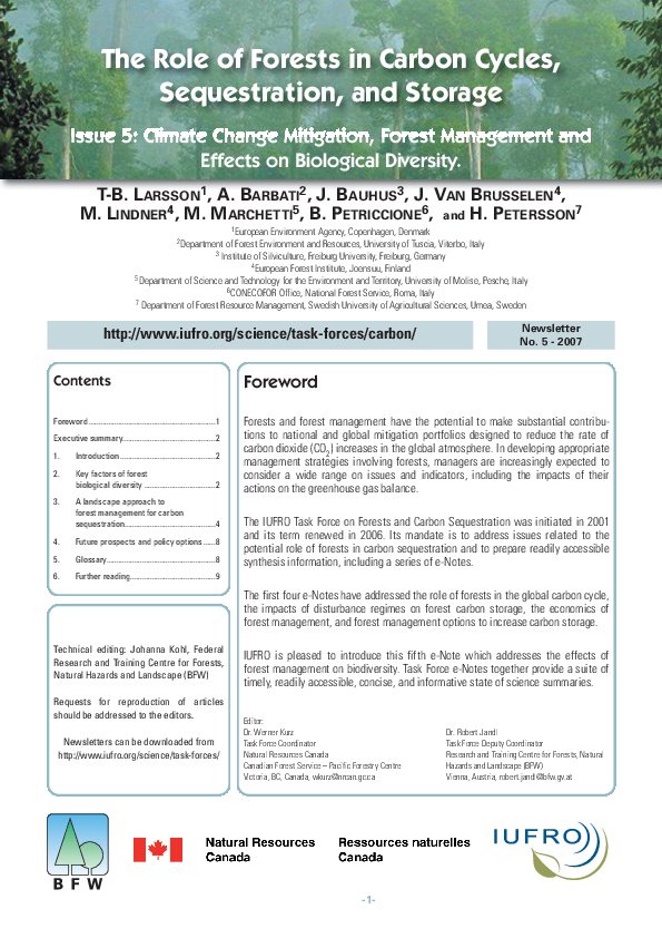 (PDF) Issue 5: Climate Change Mitigation, Forest Management and Effects ...