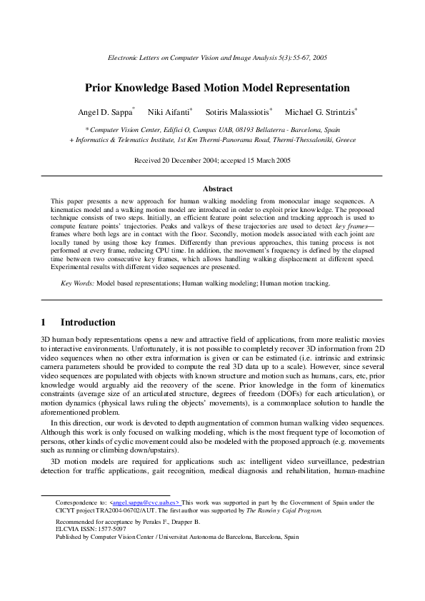 (PDF) PRIOR KNOWLEDGE BASED MOTION MODEL REPRESENTATION