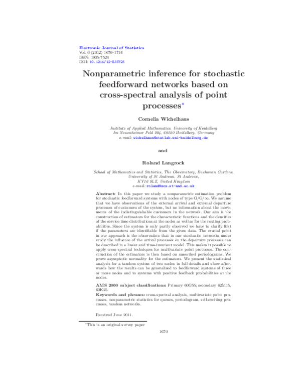 (PDF) Nonparametric inference for stochastic feedforward networks based ...