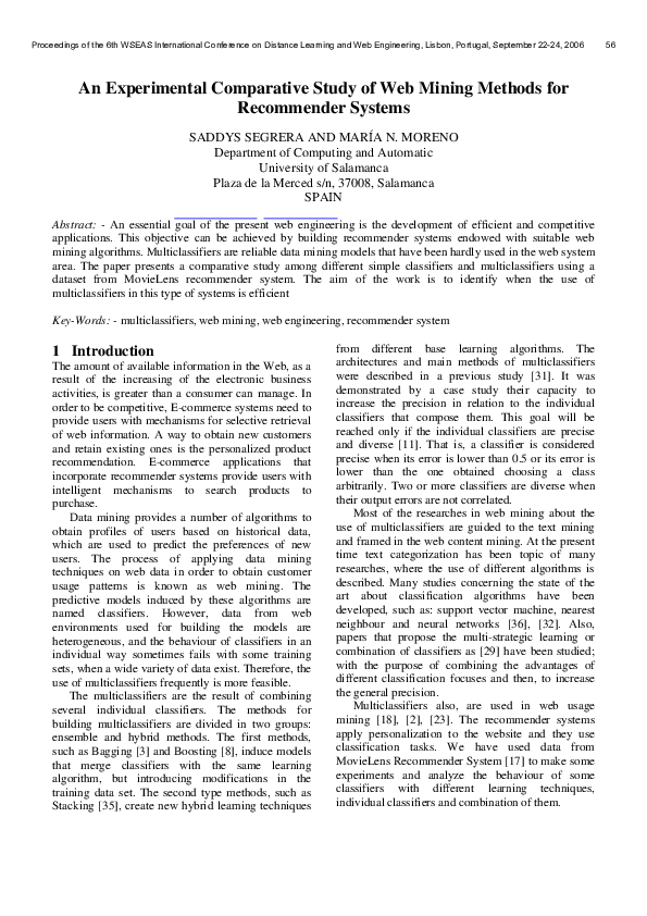 (PDF) Comparative Study of Web Mining for Recommenders