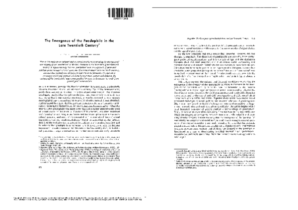 (PDF) The Emergence of the Paedophile in the Late Twentieth Century