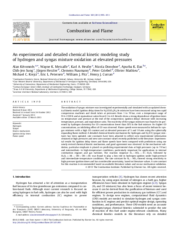 (PDF) An experimental and detailed chemical kinetic modeling study of ...