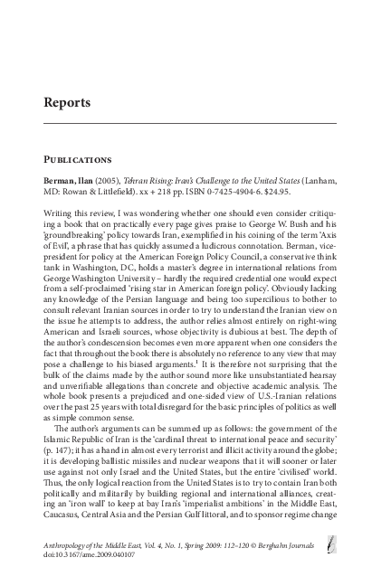 (PDF) (review of) Tehran Rising: Iran’s Challenge to the United States ...
