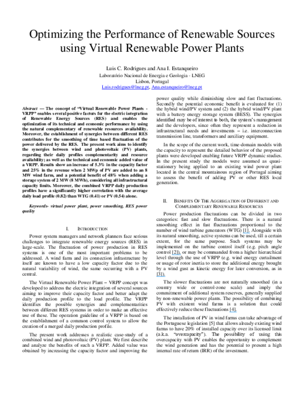 (PDF) Optimizing the performance of renewable sources using virtual ...