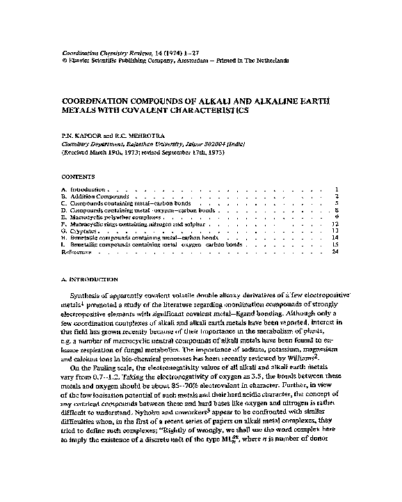 (PDF) Coordination compounds of alkali and alkaline earth metals with ...