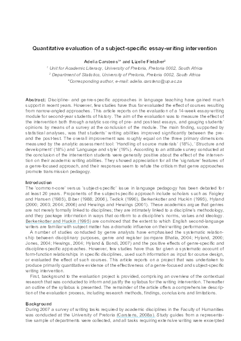 (PDF) Quantitative evaluation of a subject-specific essay-writing ...