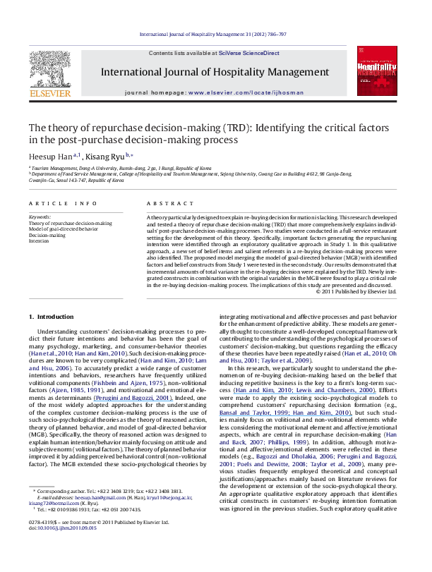 (PDF) The theory of repurchase decision-making (TRD): Identifying the ...