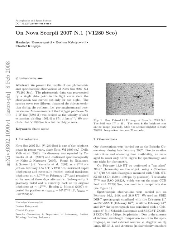 (PDF) On nova Scorpii 2007 N.1 (V1280 Sco)