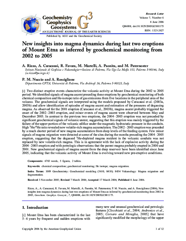 (PDF) New insights into magma dynamics during last two eruptions of ...
