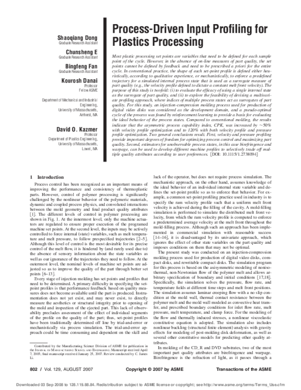 (PDF) Process-Driven Input Profiling for Plastics Processing