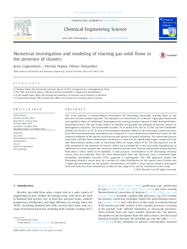 (PDF) Numerical investigation and modeling of reacting gas-solid flows ...