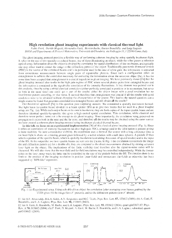 (PDF) High resolution ghost imaging experiments with classical thermal ...