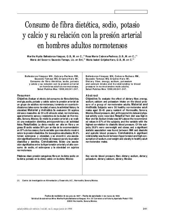 Presión arterial de potasio