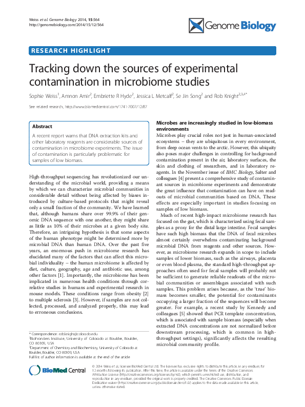 (PDF) Tracking down the sources of experimental contamination in ...