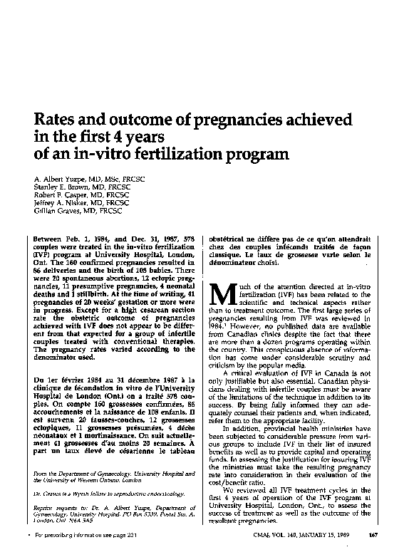 (PDF) Rates and outcome of pregnancies achieved in the first 4 years of ...