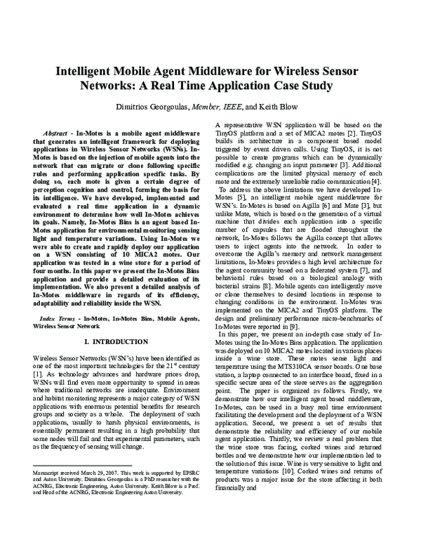 (PDF) Intelligent mobile agent middleware for wireless sensor networks ...
