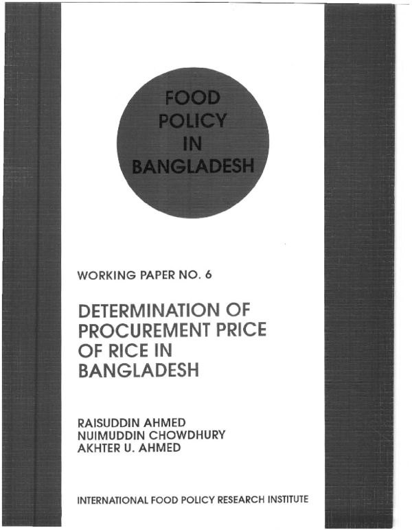 (PDF) Determination of procurement price of rice in Bangladesh Akhter U Ahmed Academia.edu