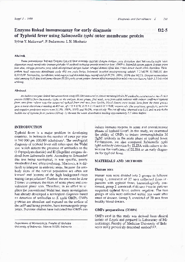 (PDF) Enzyme linked immunoassay for early diagnosis of Typhoid fever ...