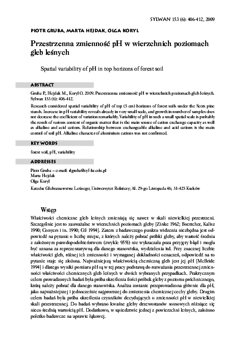 (PDF) Spatial variability of pH in top horizons of forest soil