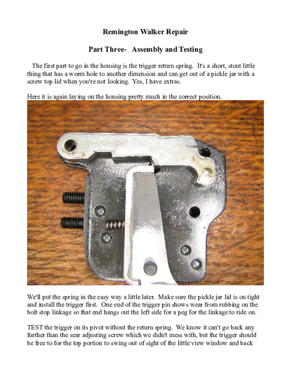 (PDF) Remington Walker Repair Part ThreeAssembly and Testing J Belk