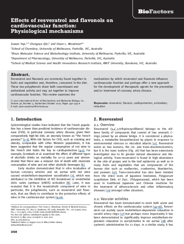 (PDF) Effects of resveratrol and flavonols on cardiovascular function ...