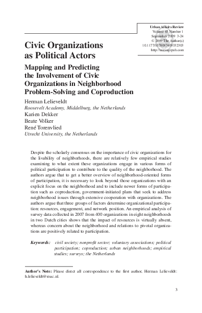 (PDF) Civic Organizations as Political Actors: Mapping and Predicting ...