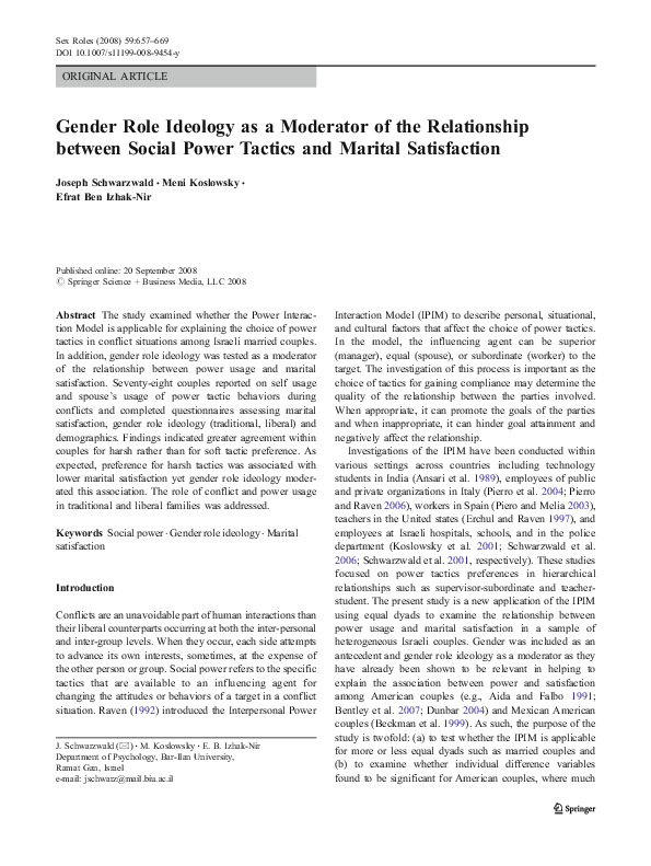 (PDF) Gender Role Ideology as a Moderator of the Relationship between ...