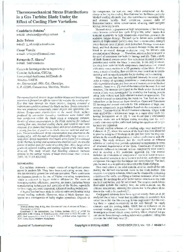 (PDF) Heat Transfer and Thermal Mechanical Stress Distributions in Gas ...