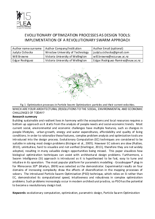 (PDF) EVOLUTIONARY OPTIMIZATION PROCESSES AS DESIGN TOOLS ...