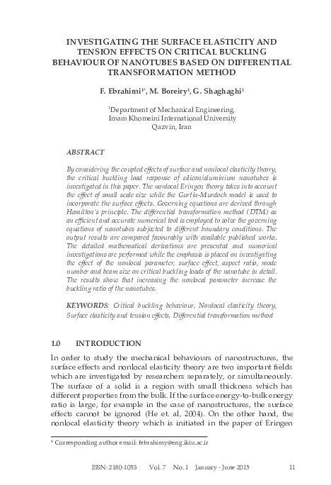 (PDF) INVESTIGATING THE SURFACE ELASTICITY AND TENSION EFFECTS ON ...