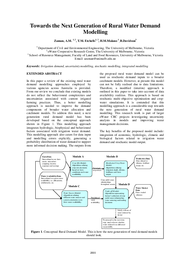(PDF) Towards the Next Generation of Rural Water Demand Modelling