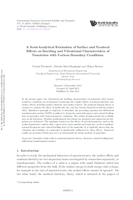 (PDF) A Semi-Analytical Evaluation of Surface and Nonlocal E®ects on ...