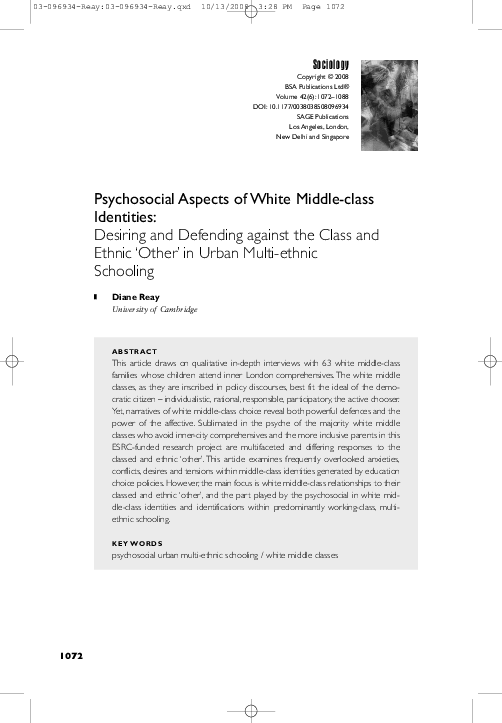 (PDF) Psychosocial Aspects of White Middle-Class Identities: Desiring ...