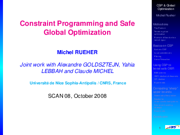(PDF) Constraint programming and safe global optimization