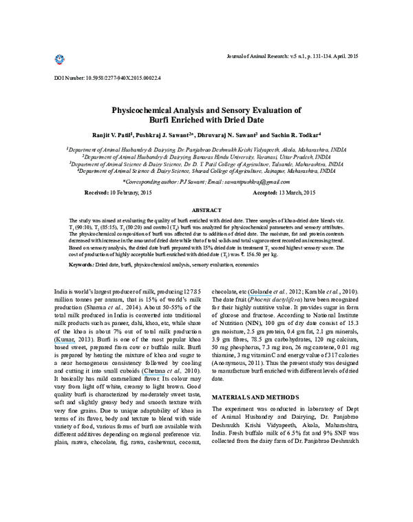 (PDF) Physicochemical Analysis and Sensory Evaluation of Burfi Enriched ...