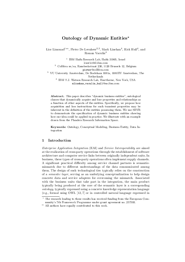 (PDF) Ontology of Dynamic Entities