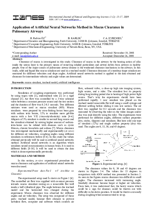 (PDF) Application of Artificial Neural Networks Method in Mucus ...