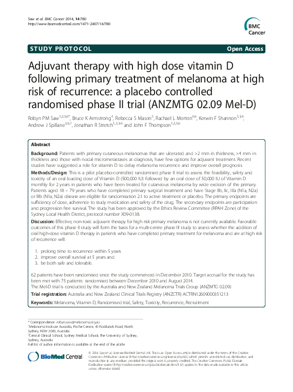 (PDF) Adjuvant therapy with high dose vitamin D following primary